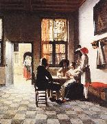 Cardplayers in a Sunlit Room sg HOOCH, Pieter de